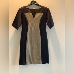 Connected Apparel Black and Cream Mini Dress